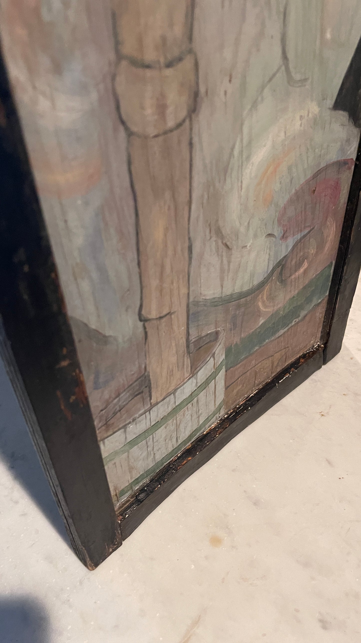 Early 20th Century Hand-Painted Storybook Fireplace Screen with Girl & Geese