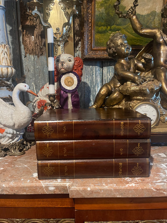 Vintage Japanese Wood “Book Stack” Box with Amber Glass Inset — Mid-Century Bar Set, Made in Japan