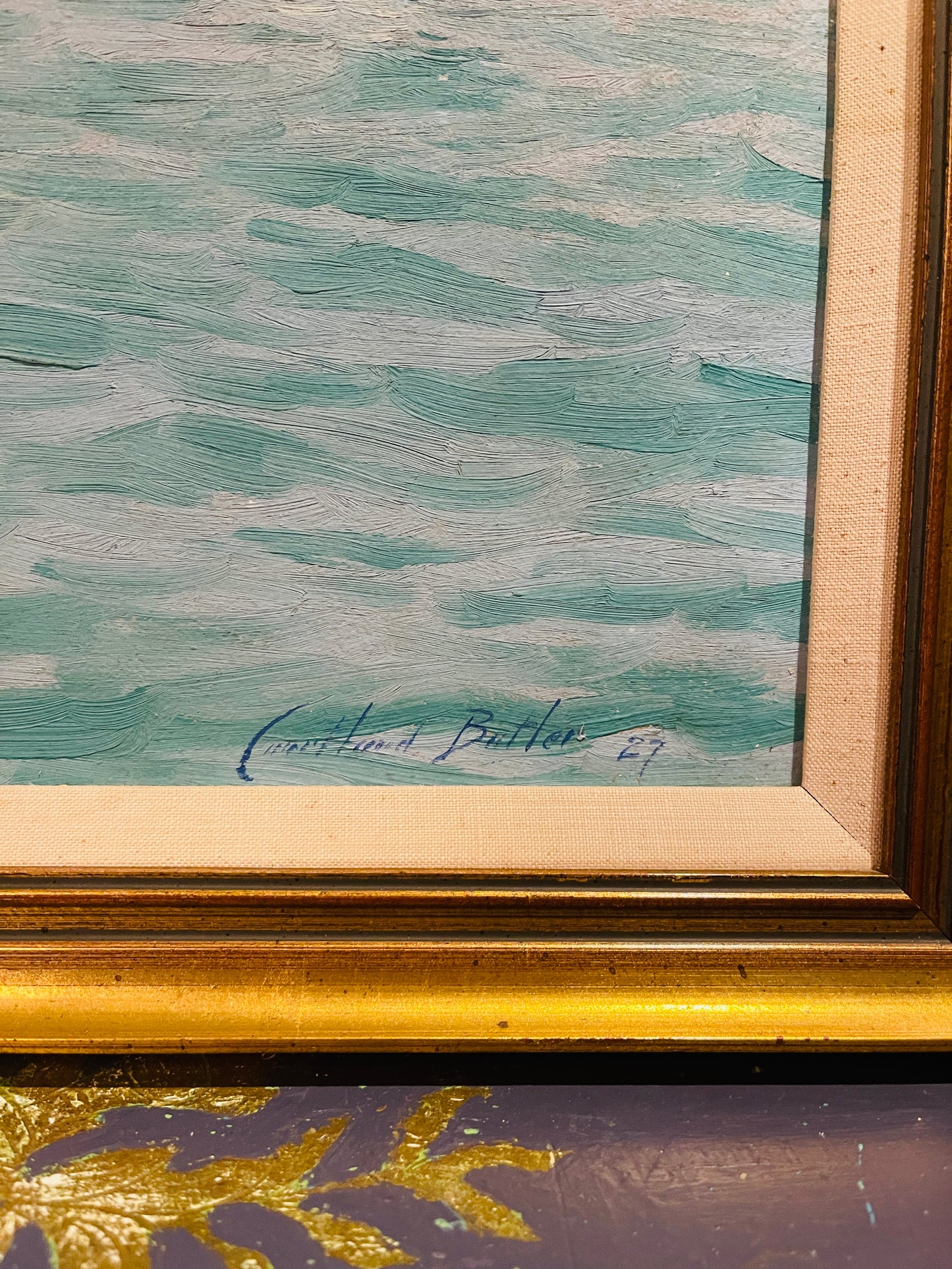 Vintage Swan Painting by Courtland Butler, artist Signed, Estate Art