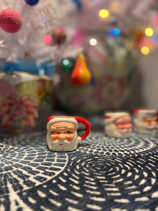Vintage Mini Winking Santa Mug, Made in Japan