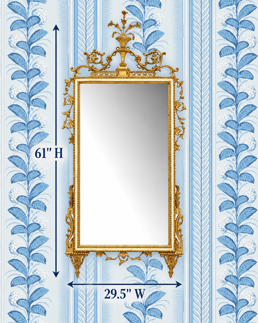 Antique Giltwood Wall Mirror | Tall French Rococo Style Ornate Mirror with Urn Crest | Statement Mirror for Maximalist Interiors