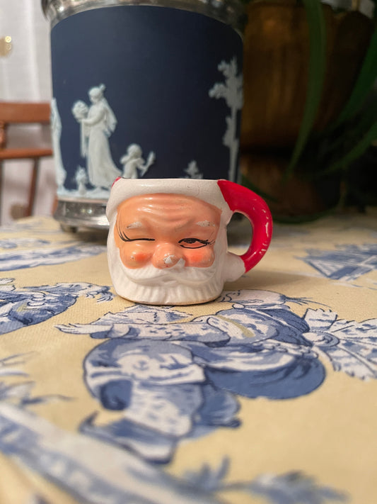 Vintage Mini Winking Santa Mug, Made in Japan