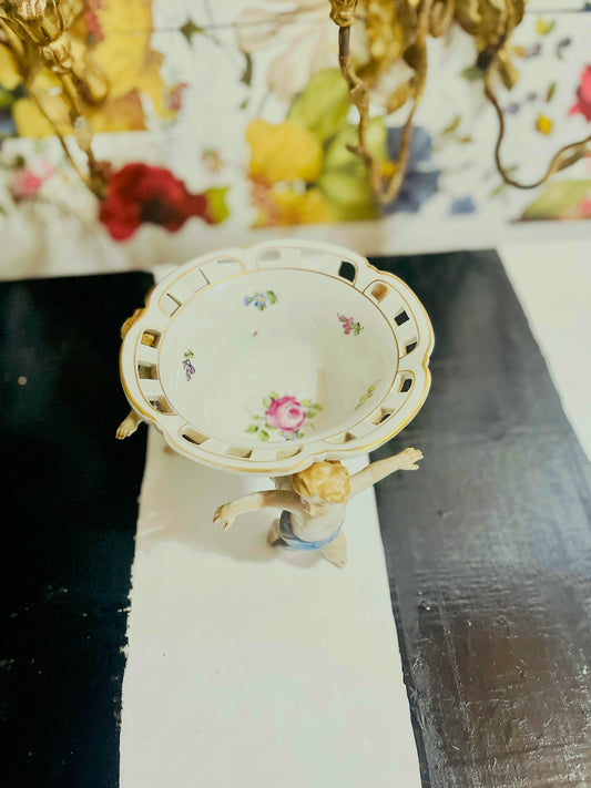 Three Chrub Antique Von Schierholtz German Porcelain Bowl