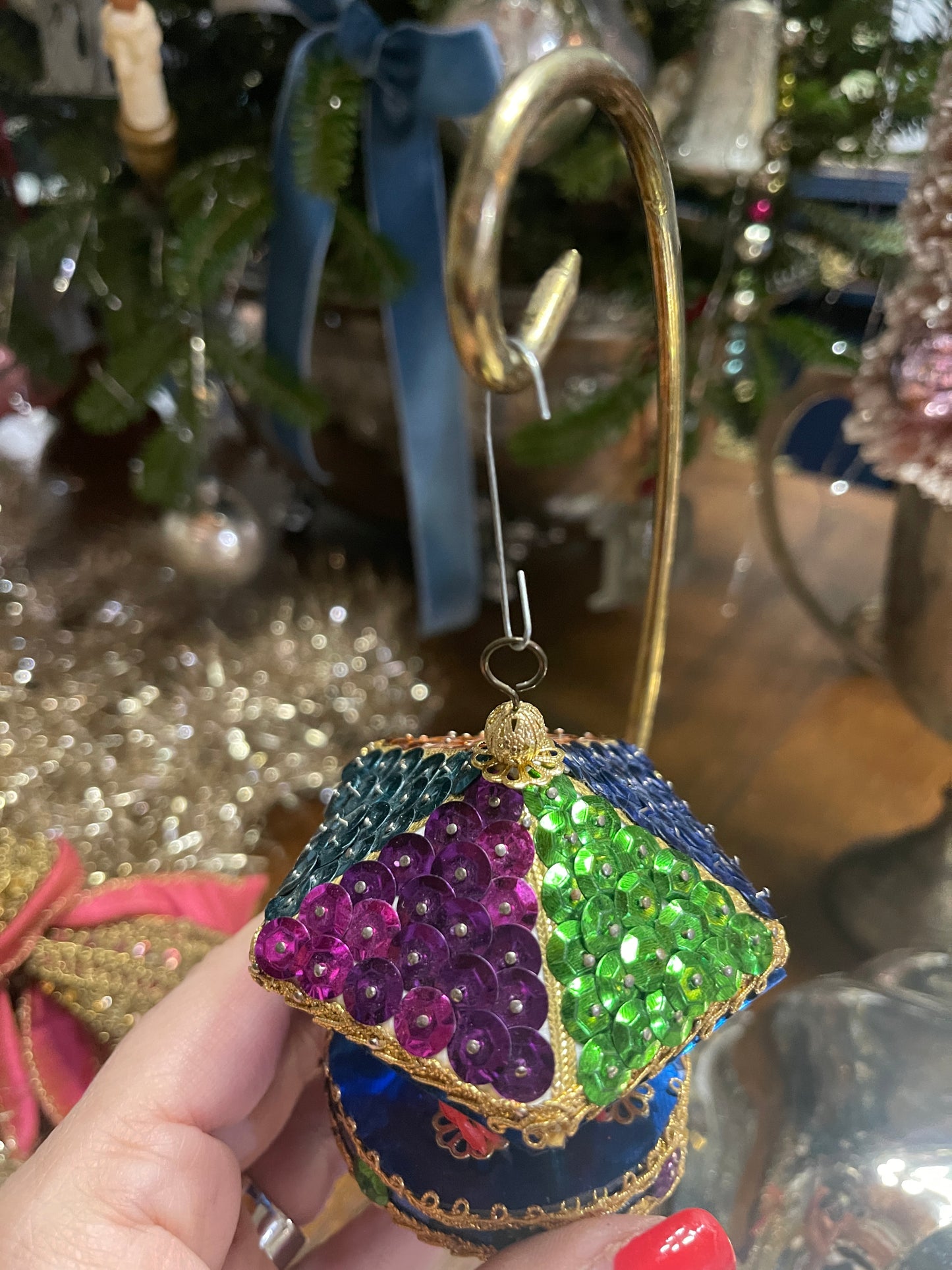 Blue Carousel Push Pin Christmas Ornament
