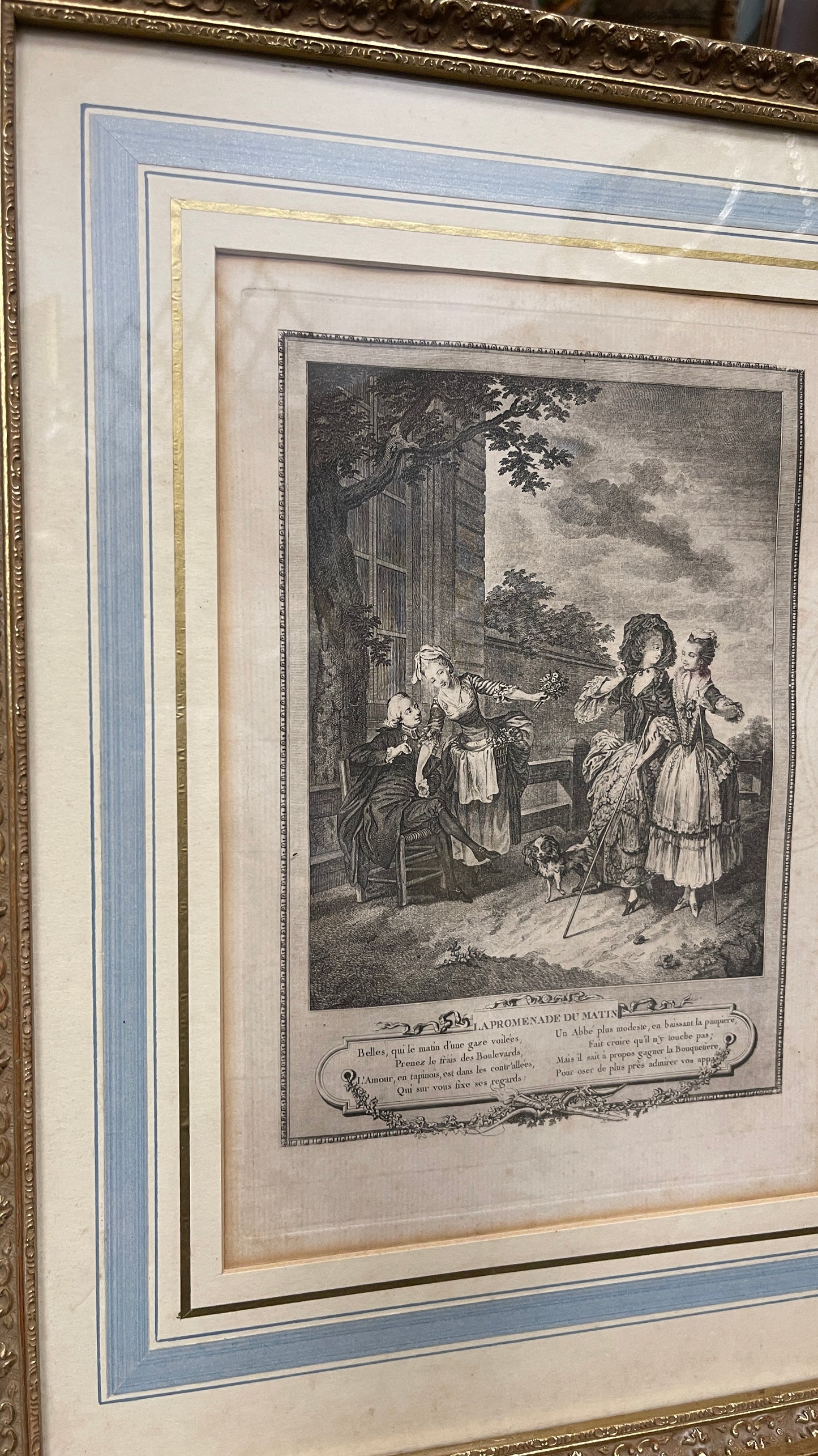 18th-Century French Costume Engraving, La Promenade du Matin After Freudenberger, 1774