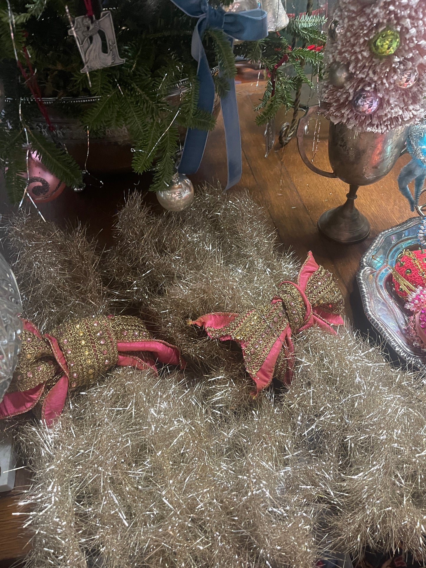 Vintage Gold Metal Lametta Tinsel Garland Circa 1930’s, Maximalist Grandmillennial Holiday Decor