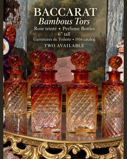 Baccarat Swirl Rose-Tinted Crystal Perfume Bottle | Square Form