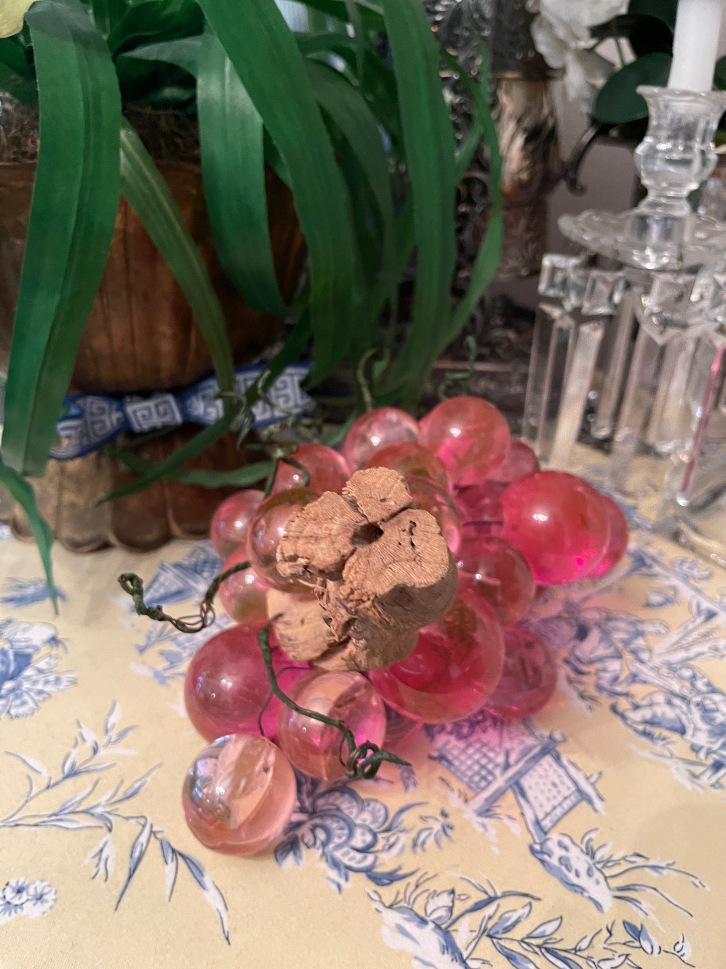 Pink Lucite Grapes, Vintage Decor