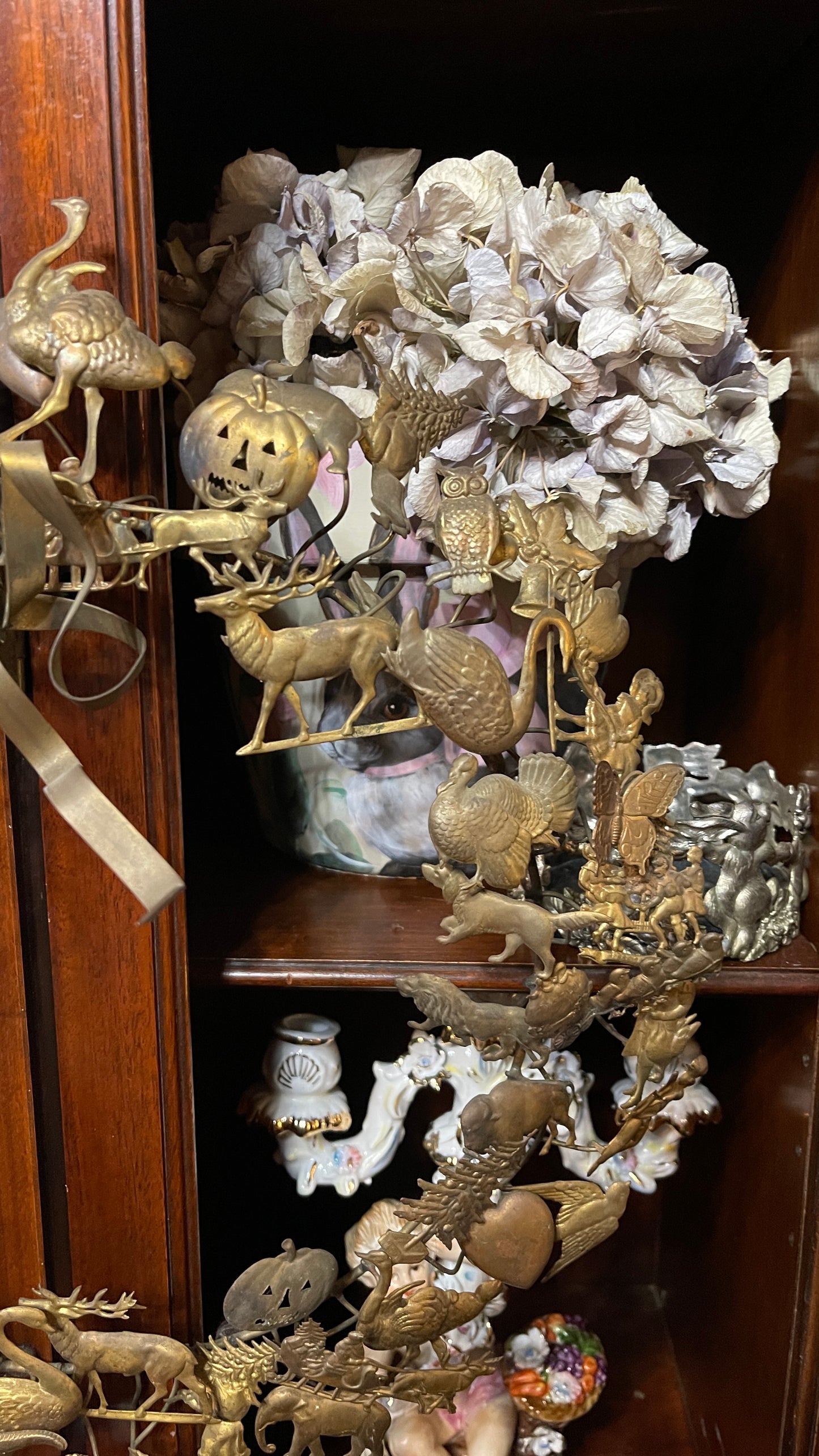 Large Vintage 15” Petit Choses Dresden All-Holiday Brass Wreath, Estate Sourced