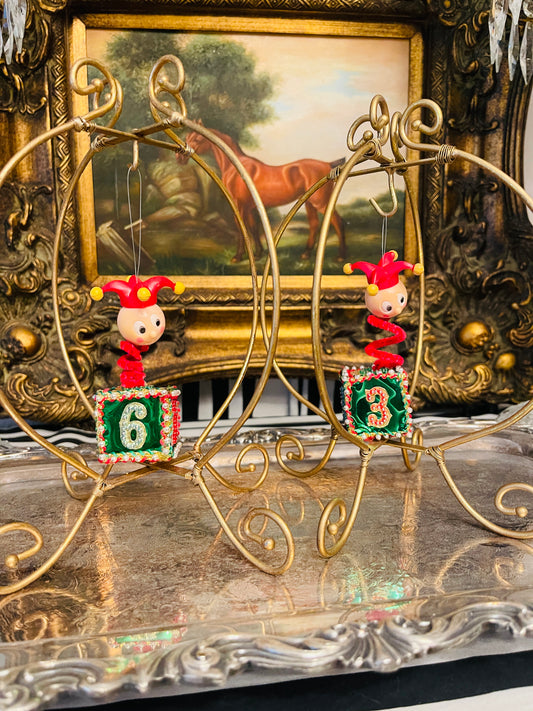 Jack In The Box Push Pin Christmas Ornaments, Set of 2