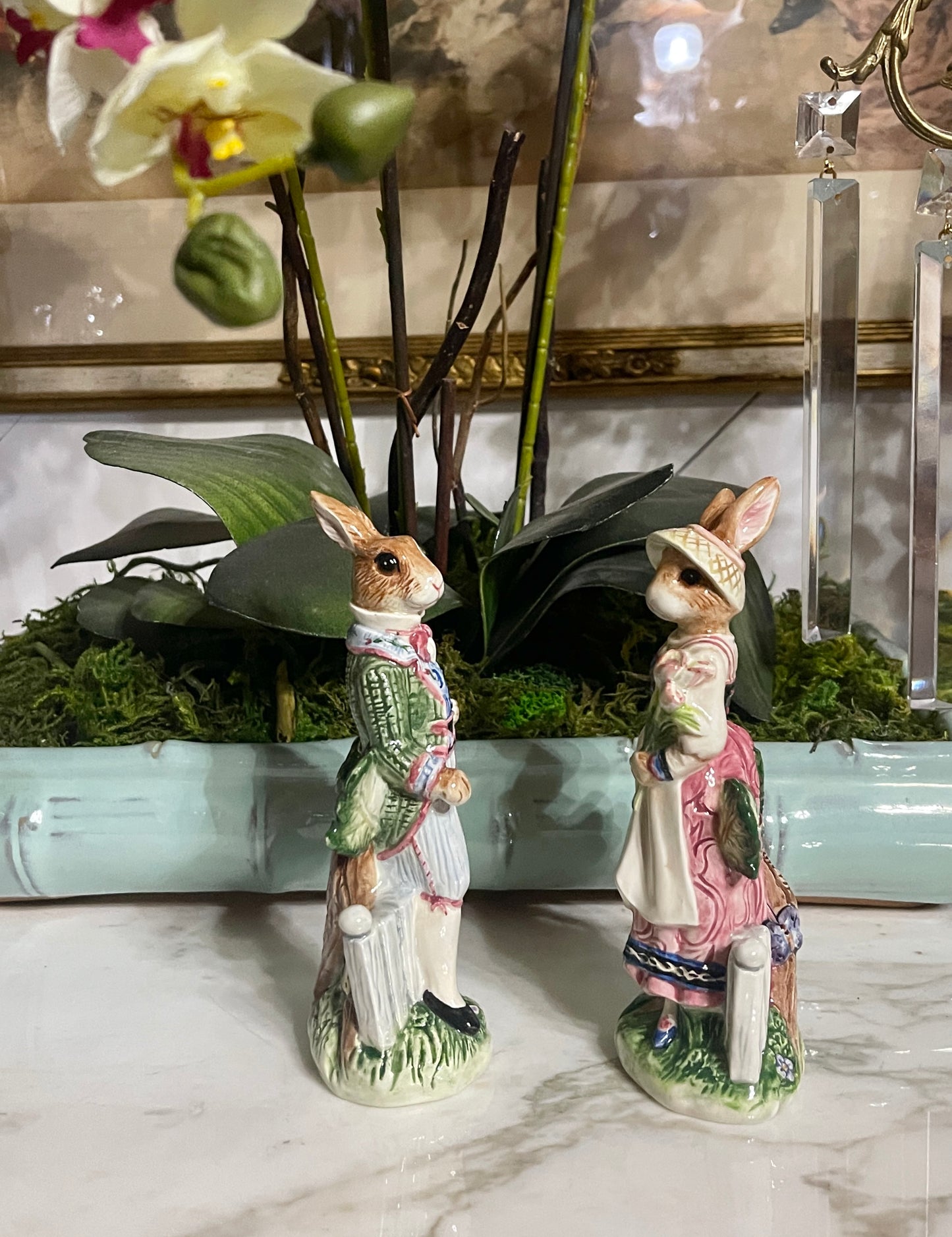 Vintage Fitz and Floyd Classics Old World Rabbits Salt and Pepper Shakers