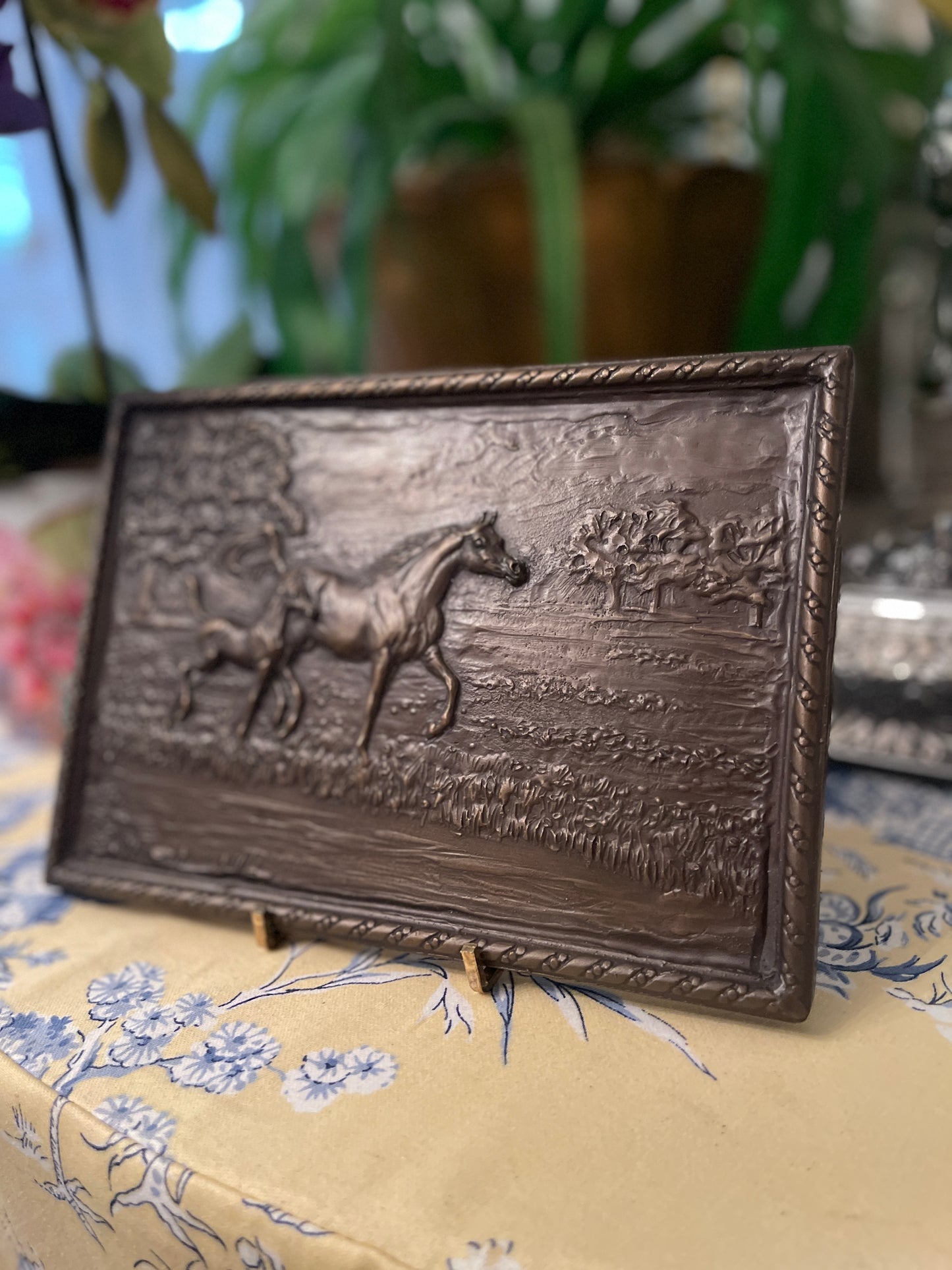 Cast Bronze Arabian Horse Plaque by Karen Kasper, Artist Signed