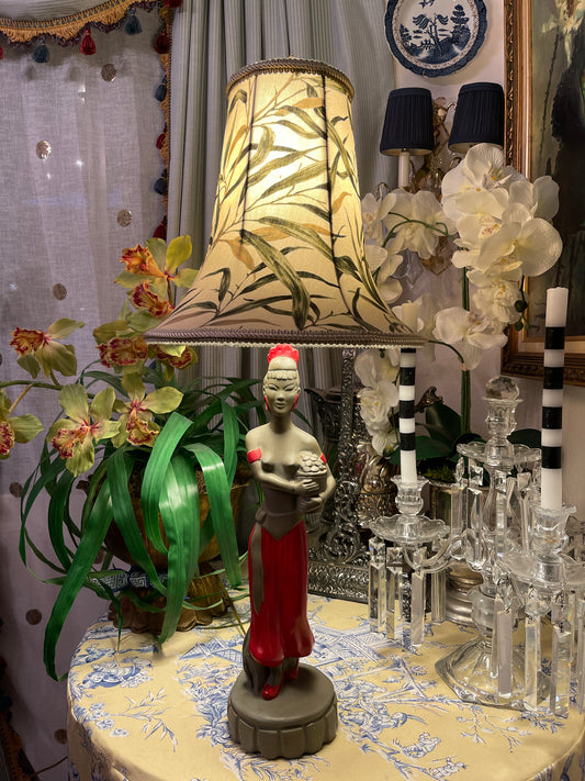 Mid Century Aladdin Genie Chalkware Lamp, Circa 1950s