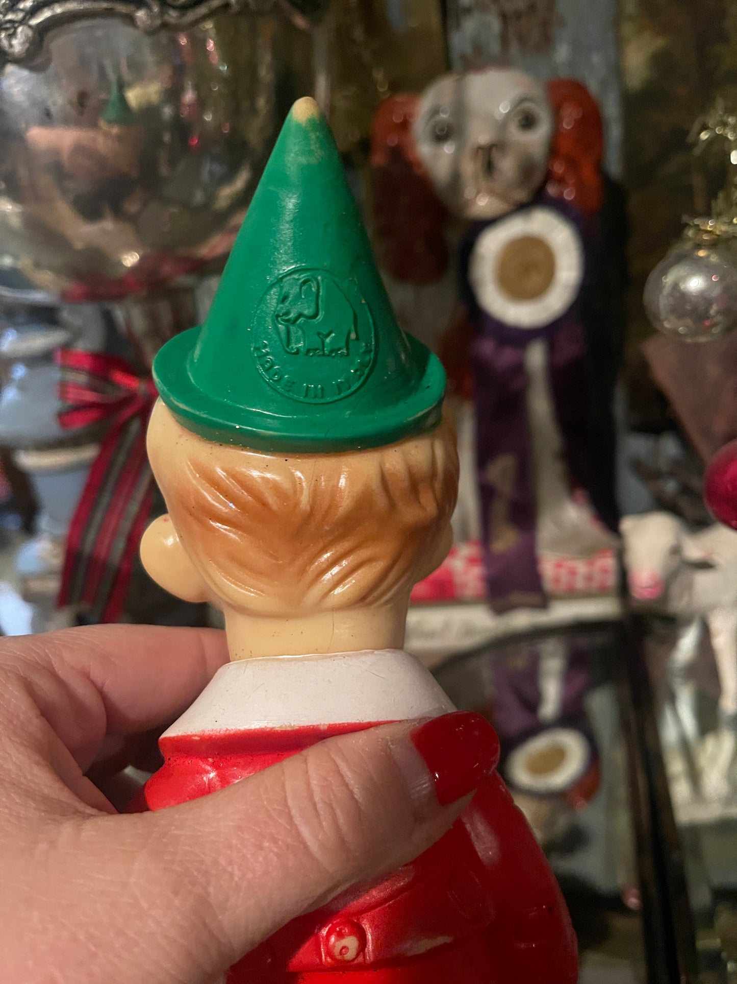 Vintage Italian Mid-Century Rubber Pinocchio Figurine — Hand-Painted, Storybook Charm, 1960s