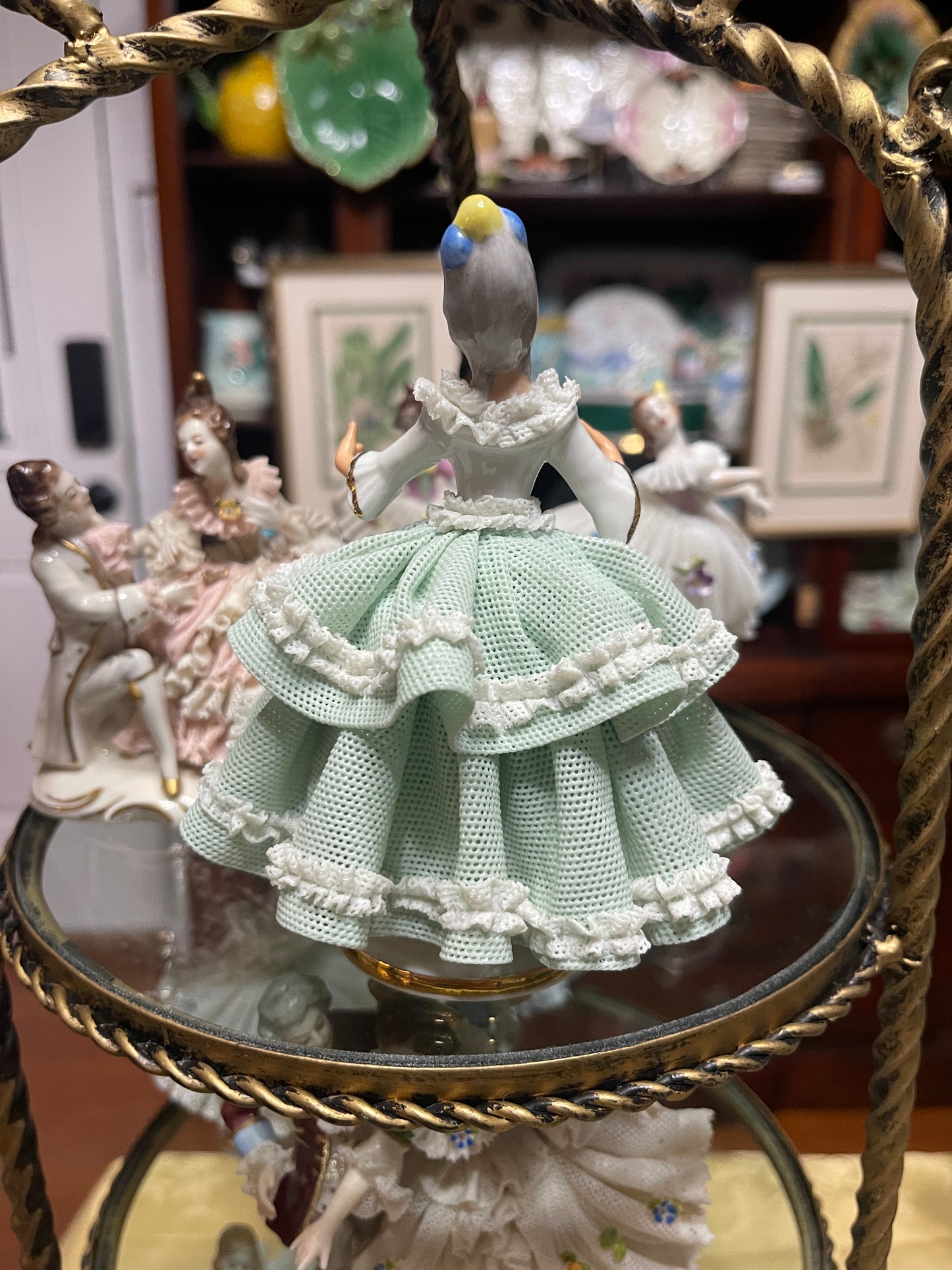 Lovely German Porcelain Dresden Lace Figurine | Vintage European Porcelain