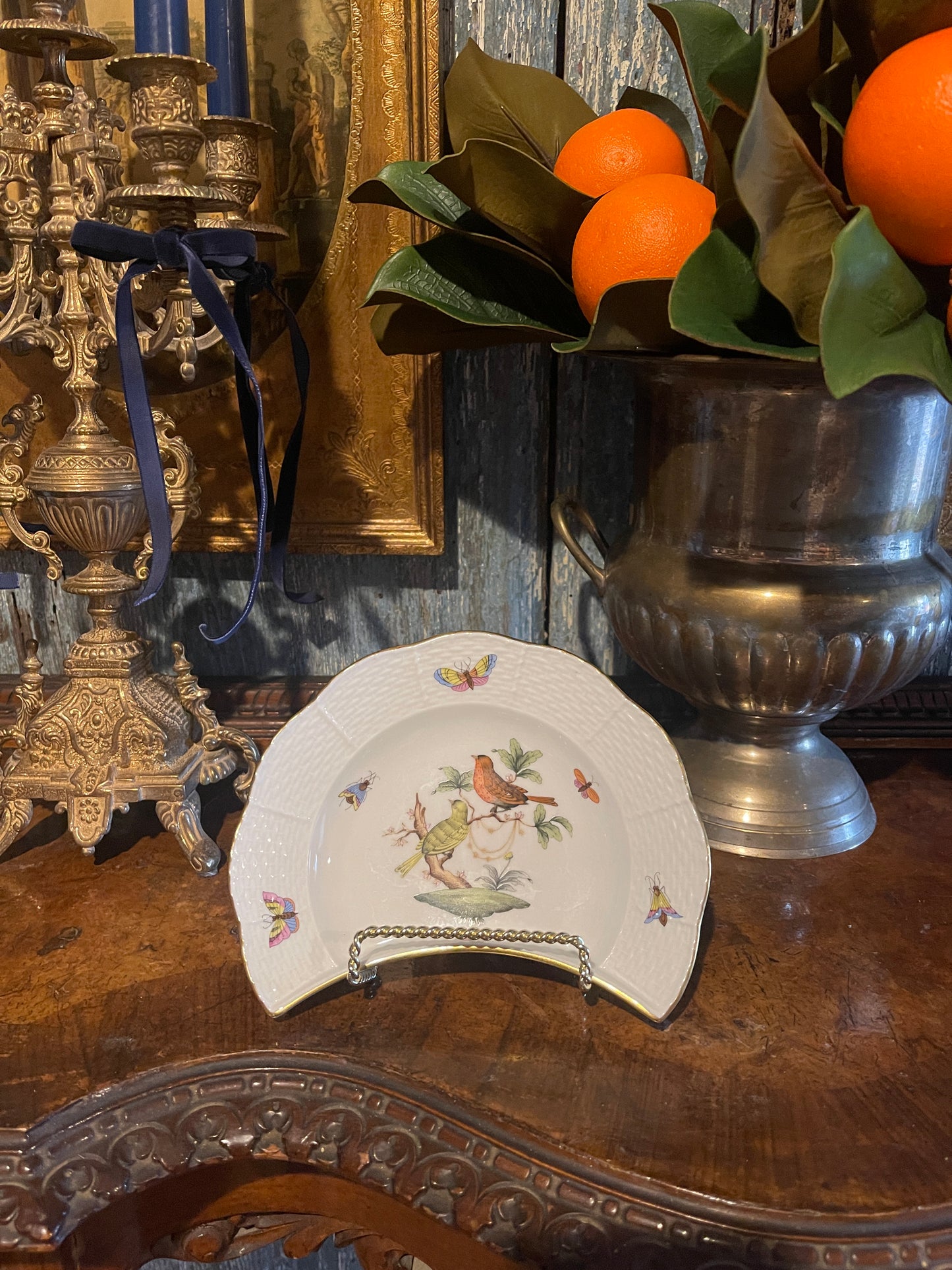 Vintage Herend Rothschild Crescent Plate