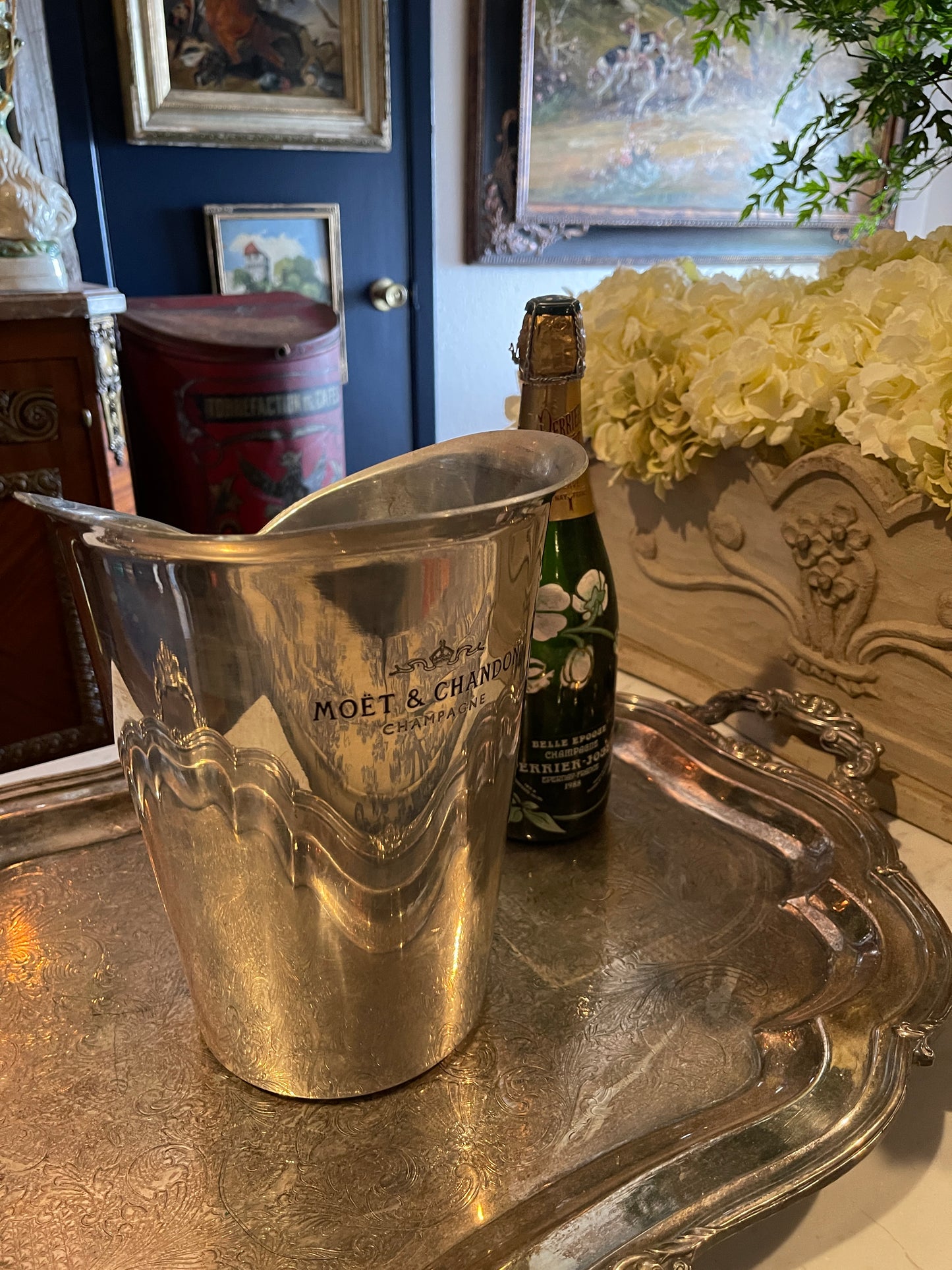 Vintage Moët & Chandon Champagne Urn, French Aluminum Ice Bucket | Iconic Champagne House Display Piece
