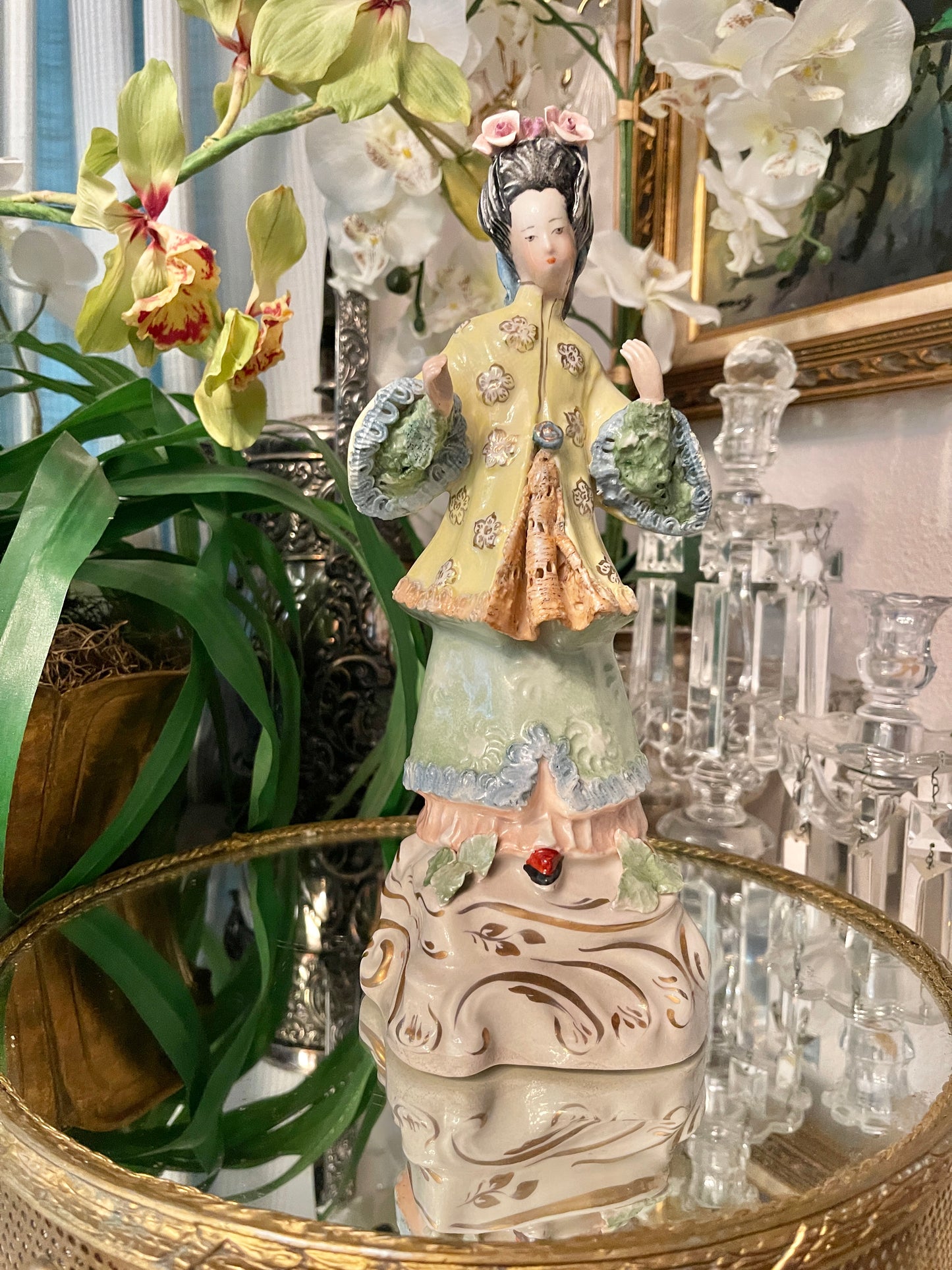 Vintage Cordey Chinoiserie Porcelain Statuette | Whimsical Mid-Century Cordey Porcelain | Hand-Painted |