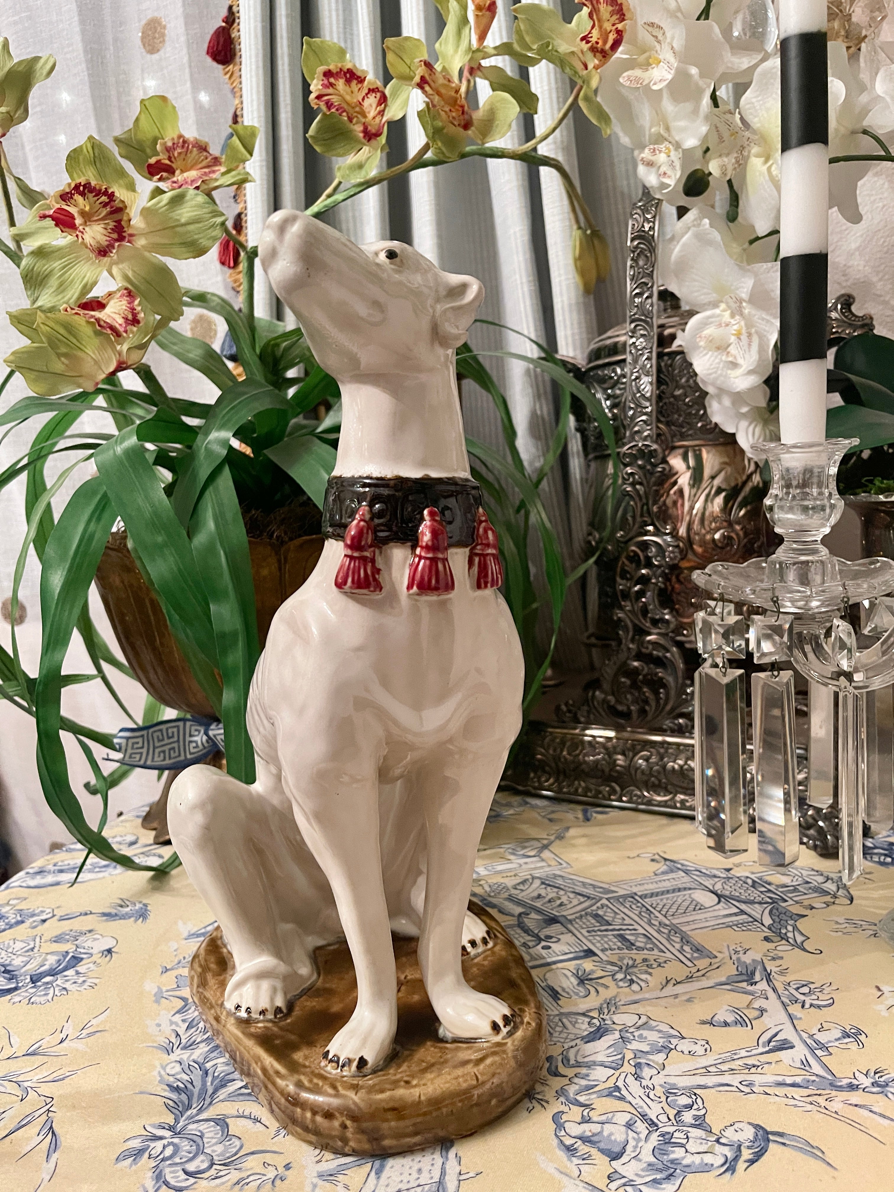 Ceramic Whippet with 2024 Tassel Collar