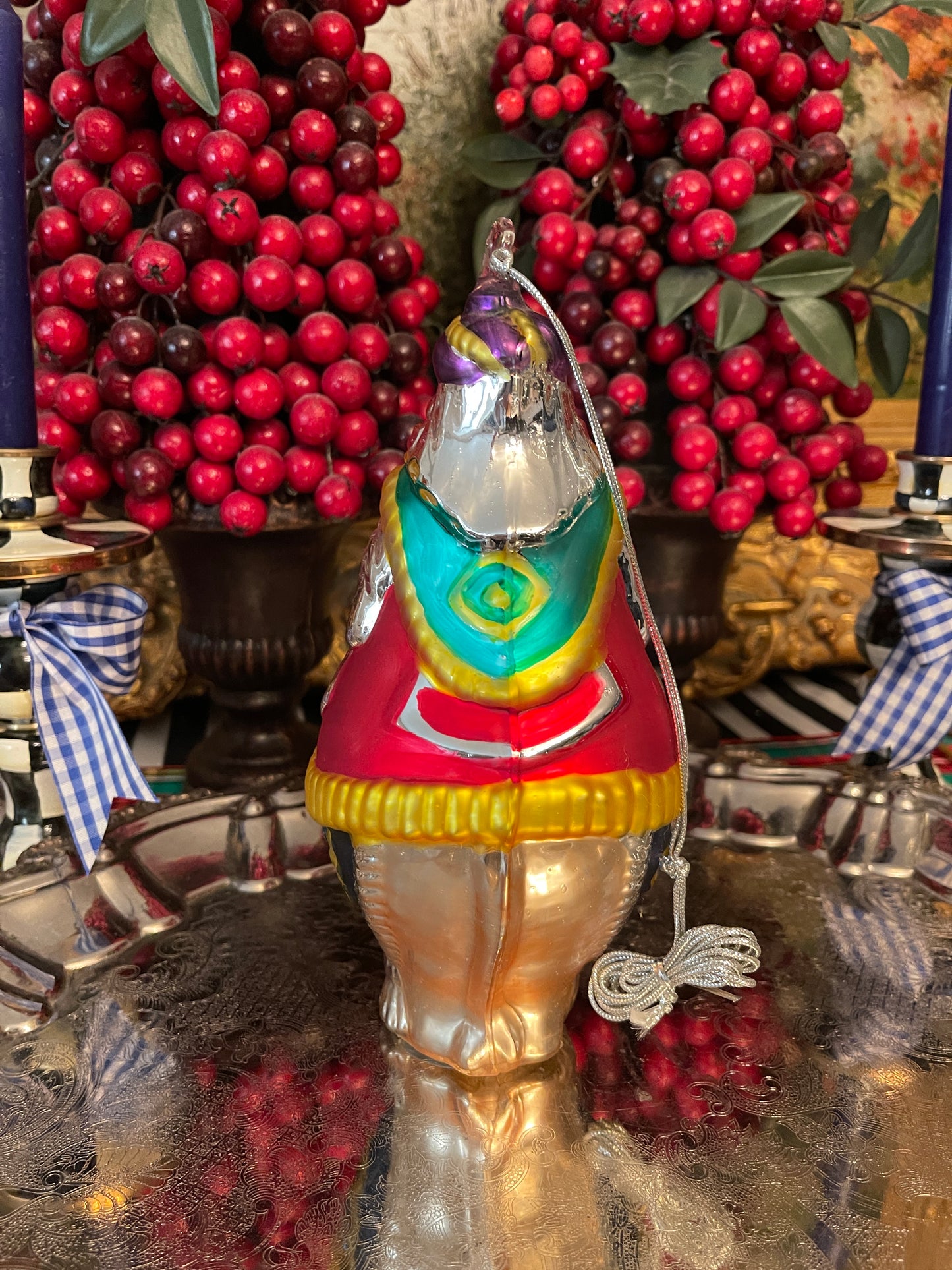Large Dept 56 Wiseman on Camel Mercury Glass Ornament, Vintage