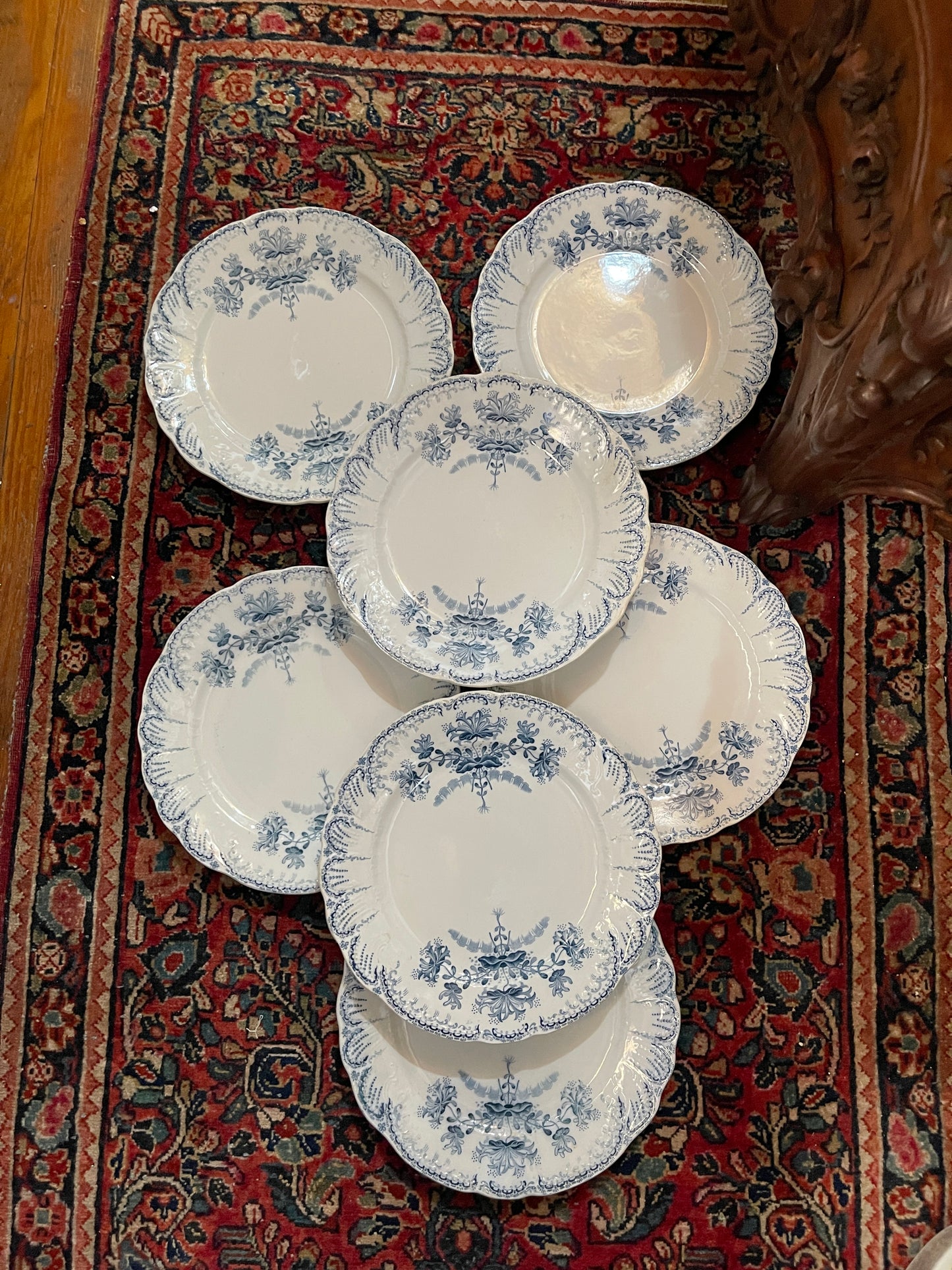 Antique French Blue & White Faience Dinner Plate – St. Amand et Hamage “Régence” c.1900