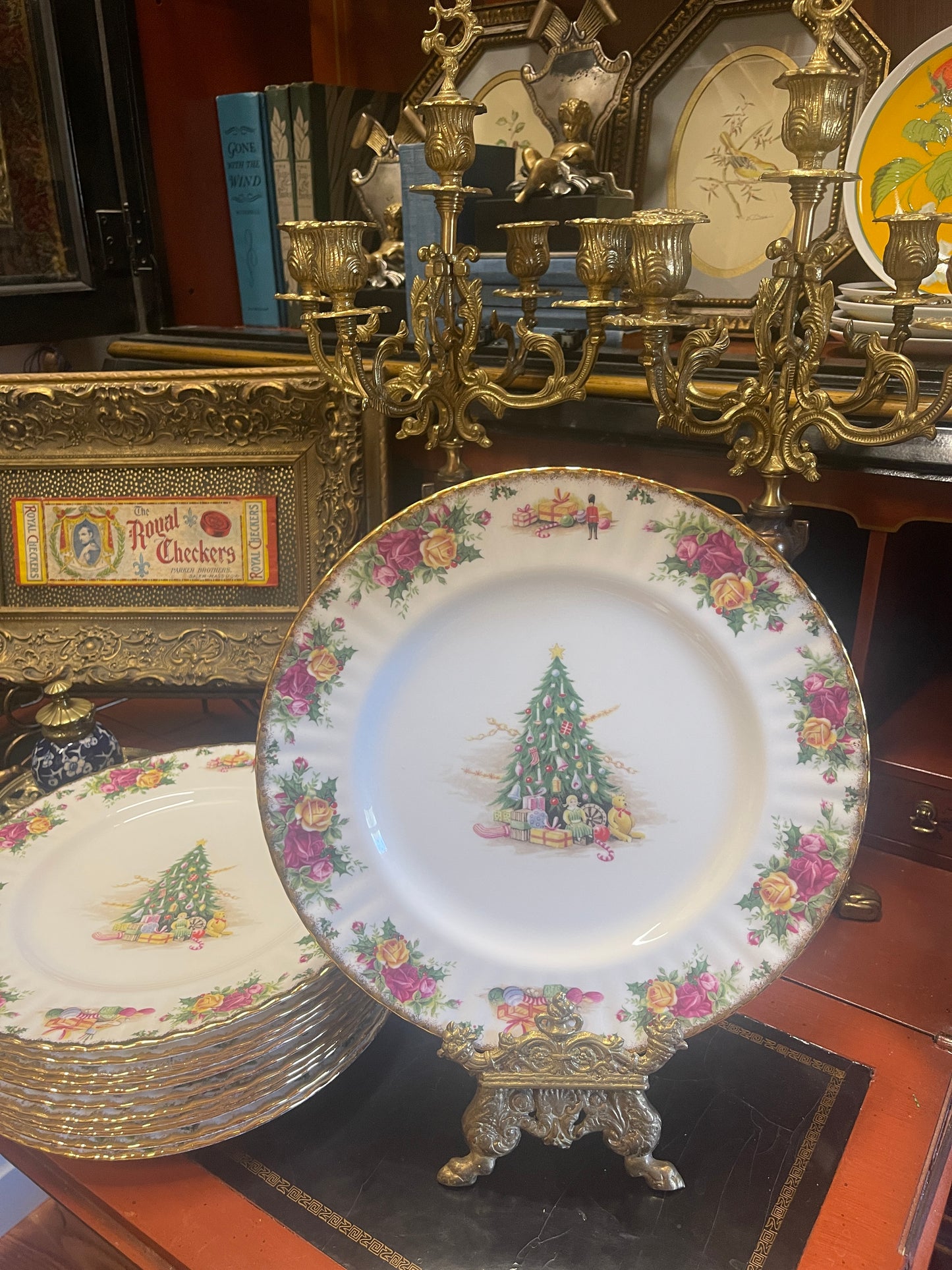 Vintage Royal Albert Christmas Magic Old Country Rose 10.5” Dinner Plates- Set of Two- Six Sets  Available