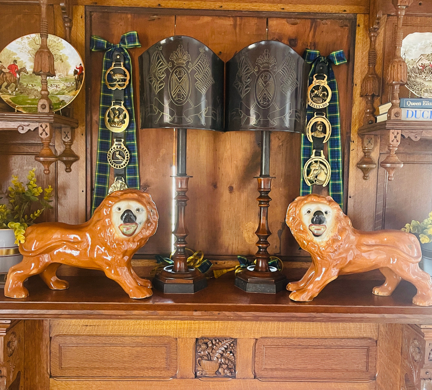 Vintage Coat of Arms, Pair of Lamps