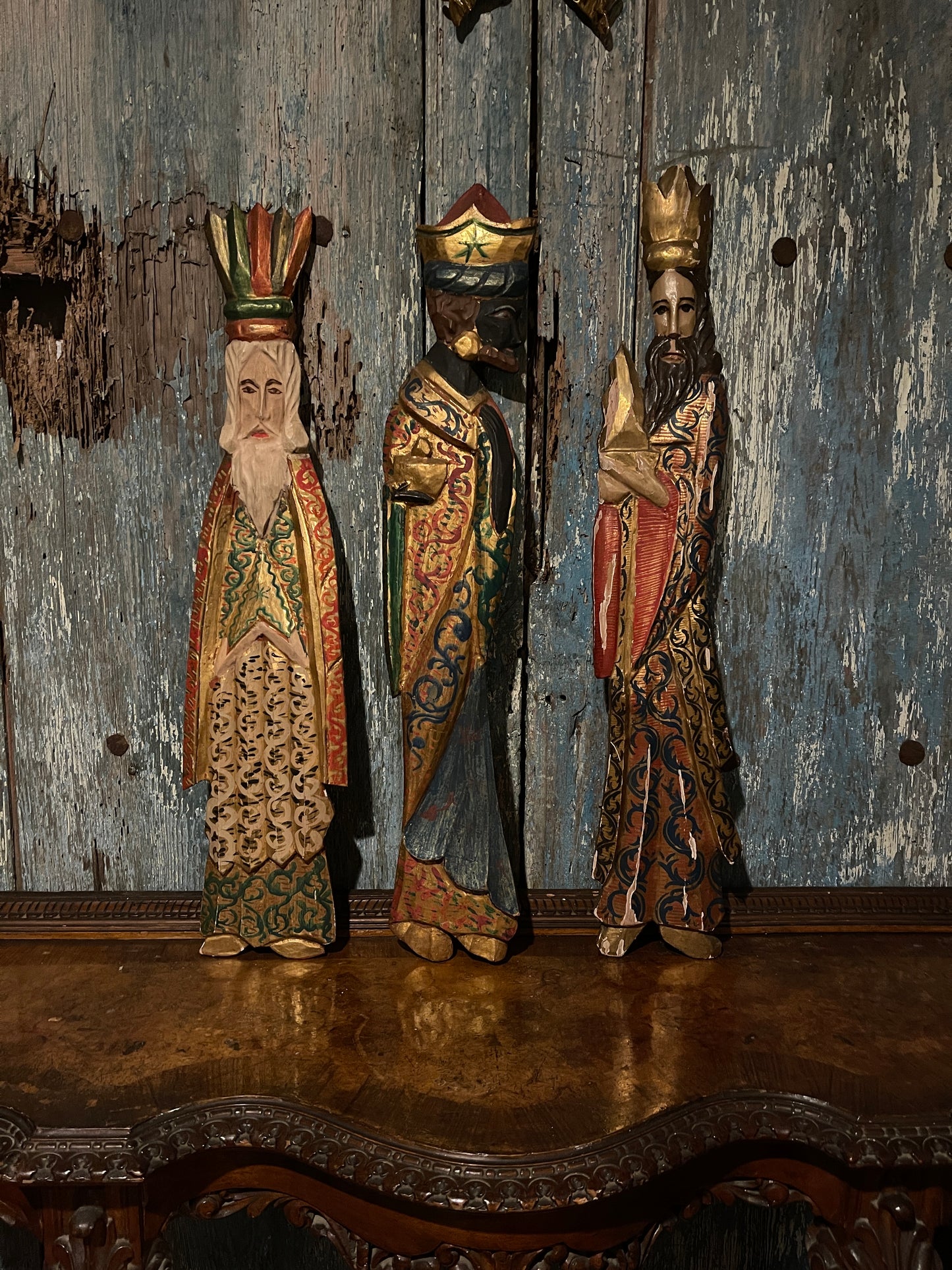 Fantastic Vintage Wise Men, Carved Wood, Hand Painted