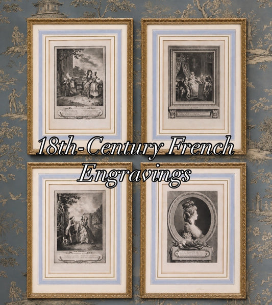 Set of Four 18th-Century French Engravings in Gilt Frames | Antique French Gallery Wall Art