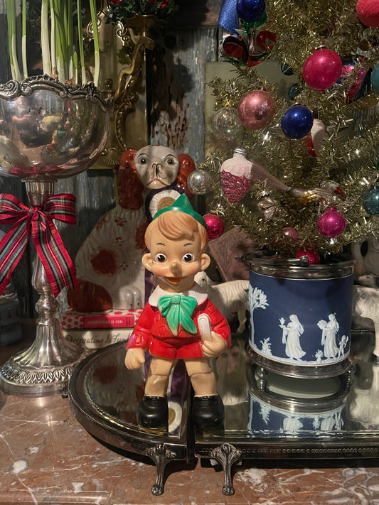 Vintage Italian Mid-Century Rubber Pinocchio Figurine — Hand-Painted, Storybook Charm, 1960s