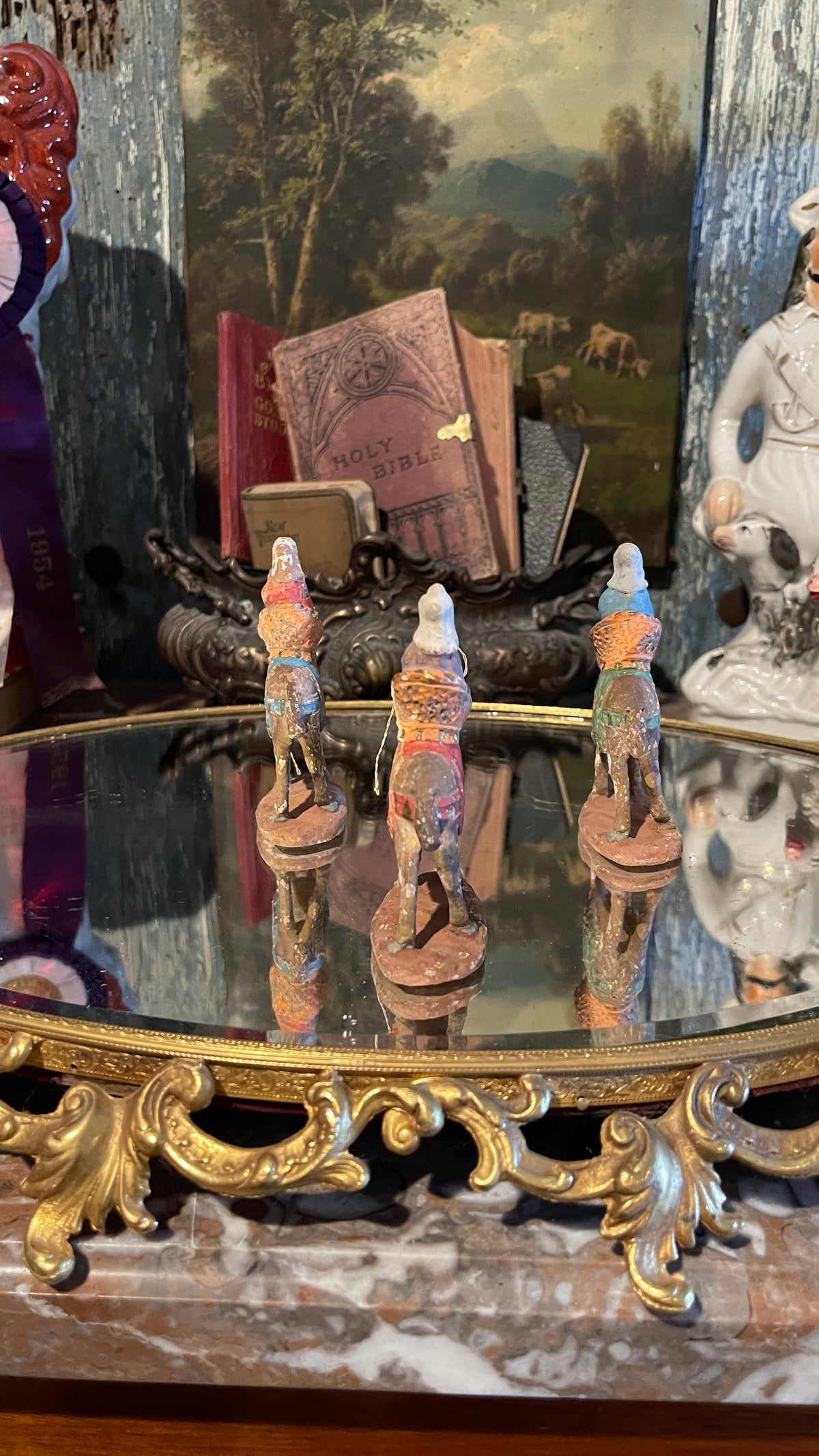 We Three Kings — Hand-Painted Terracotta Kings on Camels | Set of Three | Tallest 3.5” H × 3.25” W