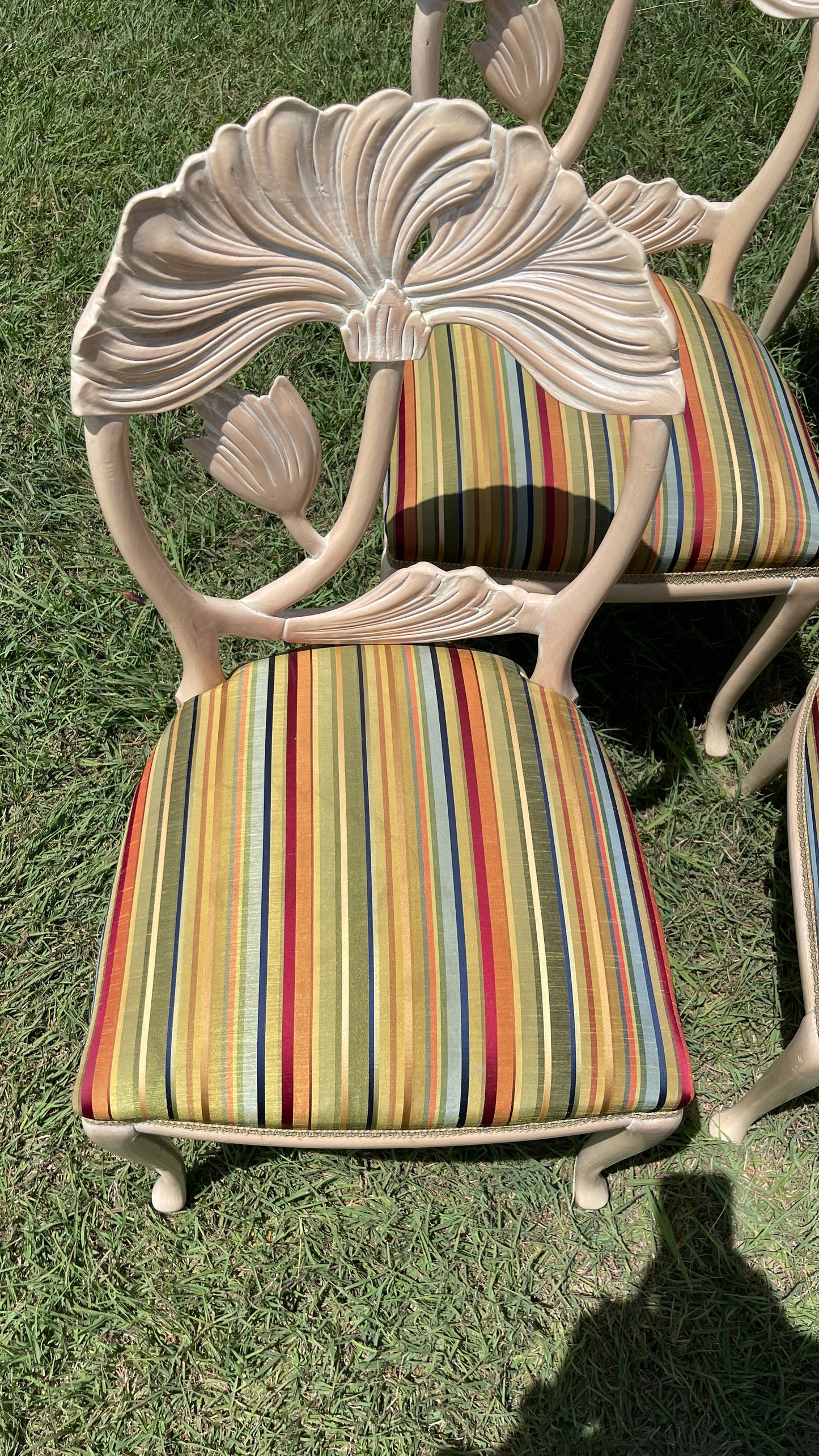 Vintage Italian Lotus Dining Chairs in the Manner of Phyllis Morris | Set of Four | Palm Beach Chic | Hollywood Regency