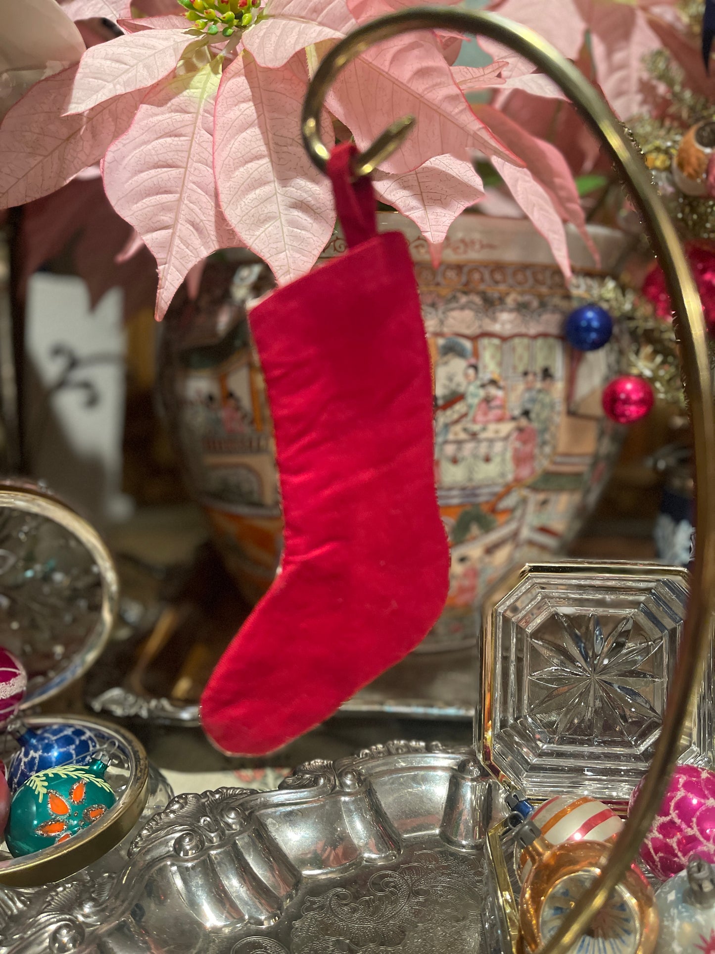 Victorian Christmas Angel Needlepoint ‘Bauble’ Stocking, Estate Christmas Collection