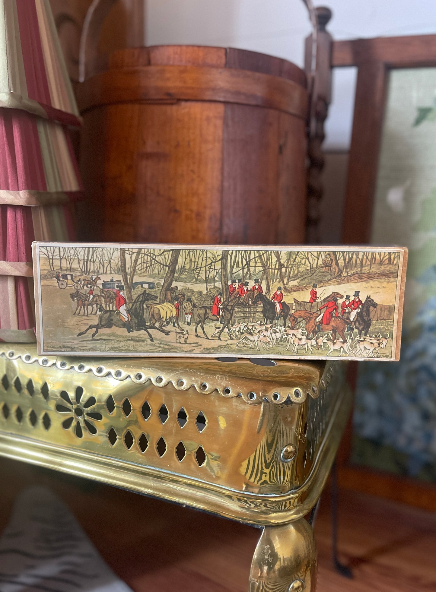 English Fox Hunt Fireplace Matches, Vintage Equestrian Fireplace Decor