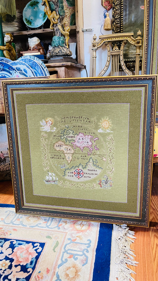 Vintage Framed Needlepoint Map of the Eastern Hemisphere

Europe • Asia • Africa | Professionally Framed | Estate Sourced