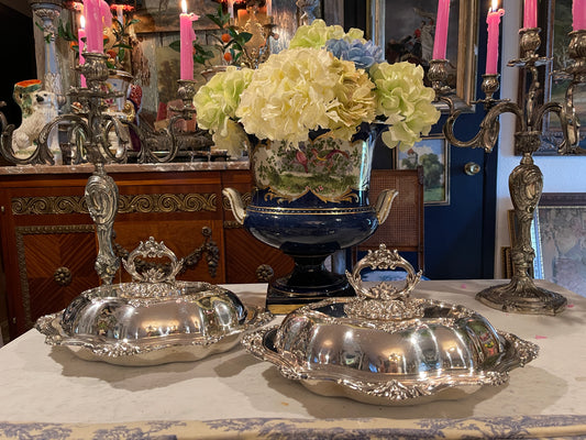 Victorian-Style Silverplate Convertible Entrée Dishes, Offered as Pair, Estate Sourced