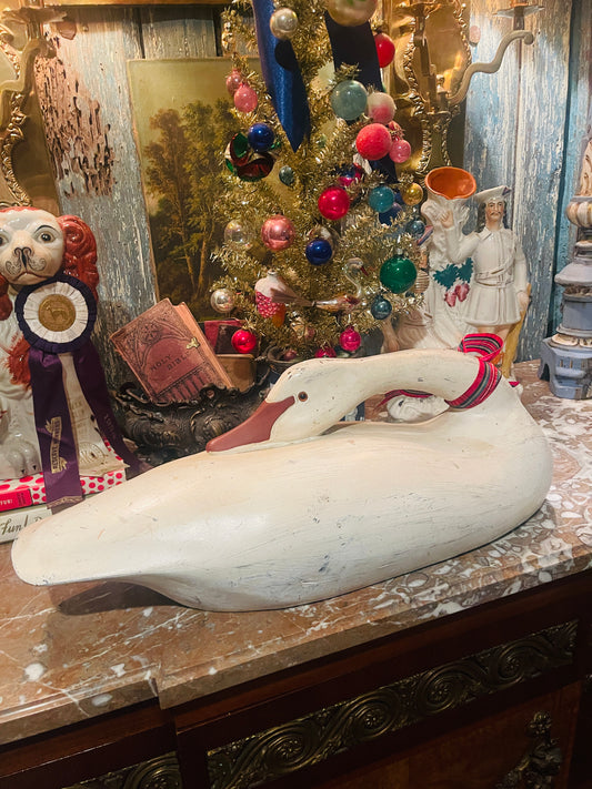Large Carved Wood Swan — Vintage Decorative Sculpture | Round Top Find