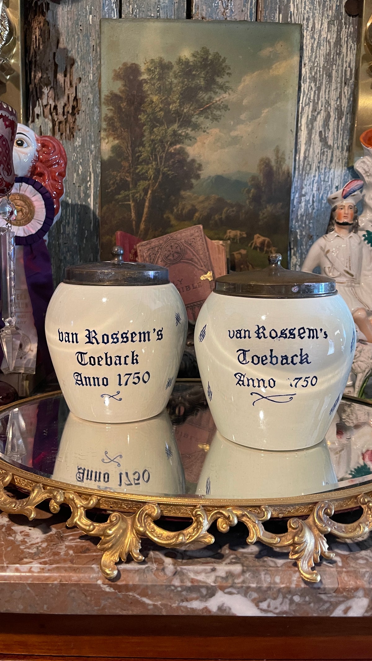 A Little Dutch Mischief — Vintage Delft Blue & White Tobacco Jar | 6.75” H × 4.5” W | Two Available