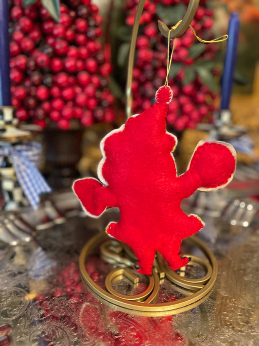 Vintage Santa Claus Ornament in Felt with Lemme and Beaded Sequined Accents