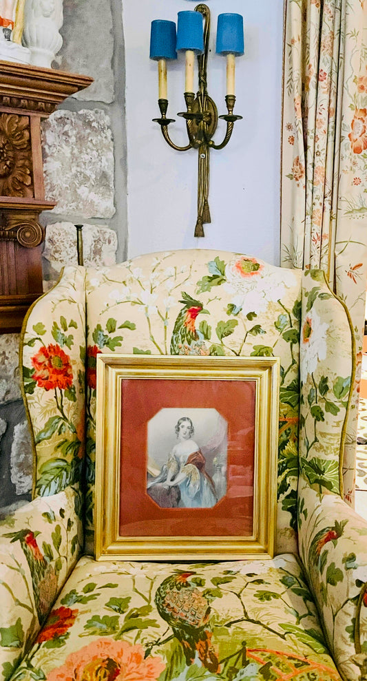 Antique Hand-Colored Lithograph of Lady Augusta Cadogan After John Heyer, 19th Century Victorian Portrait, Round Top Find