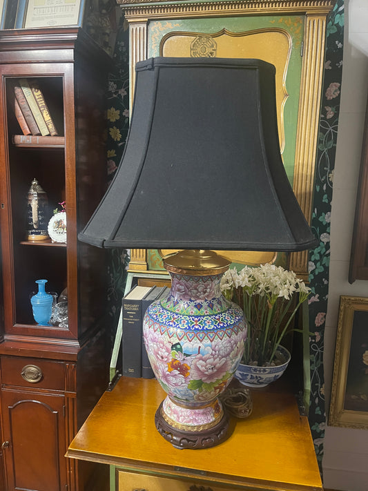 Vintage Chinoiserie Cloisonné Lamp – A Tapestry of Color and Craftsmanship, Estate Decor