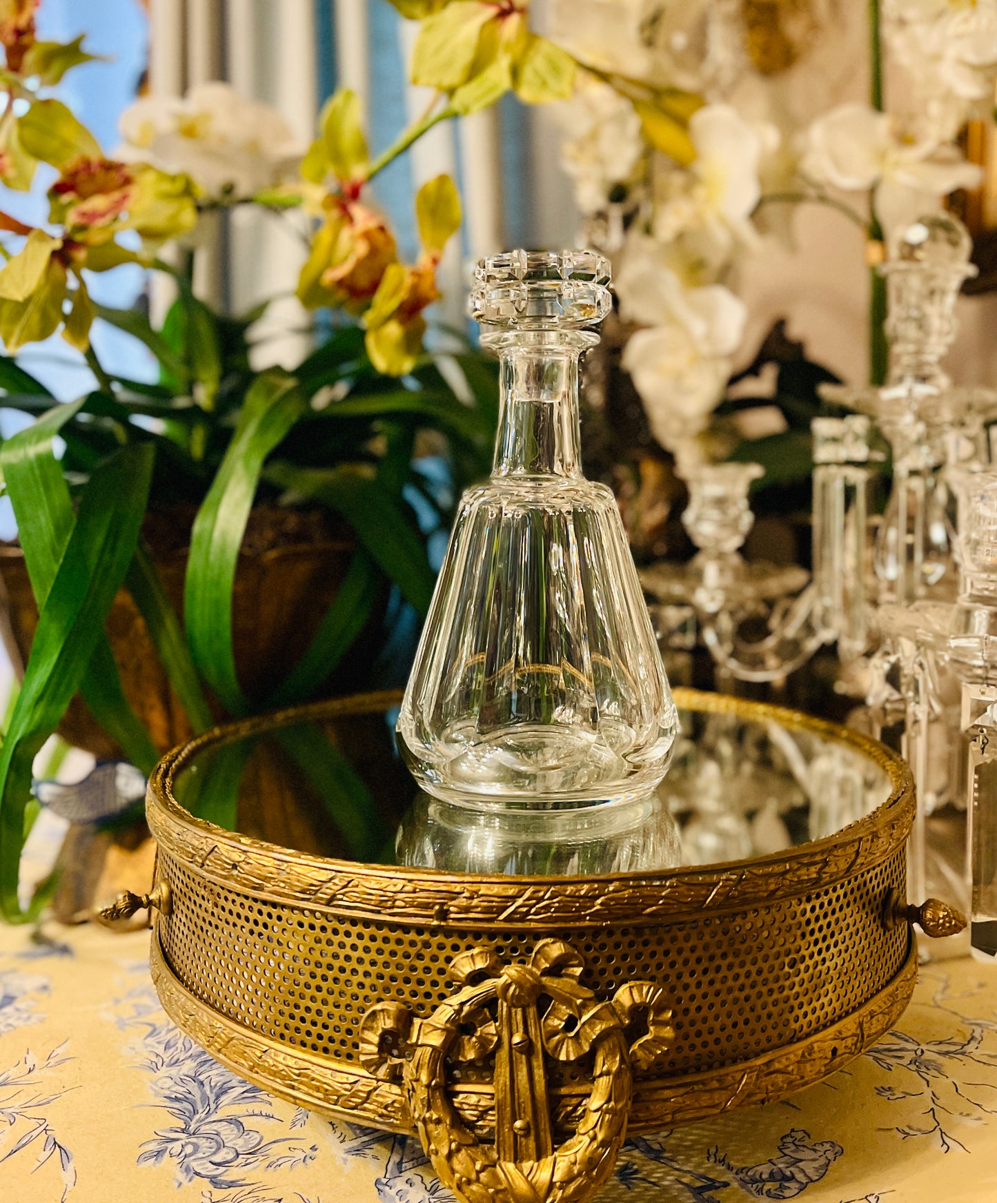 Mid-20th Century Baccarat Optic Cut Crystal Decanter with Stopper, France (Marked)