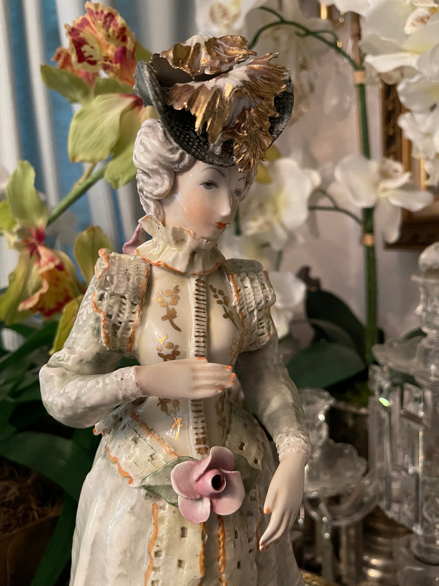 Large Vintage Cordey Porcelain Statuette on Riser – 15”