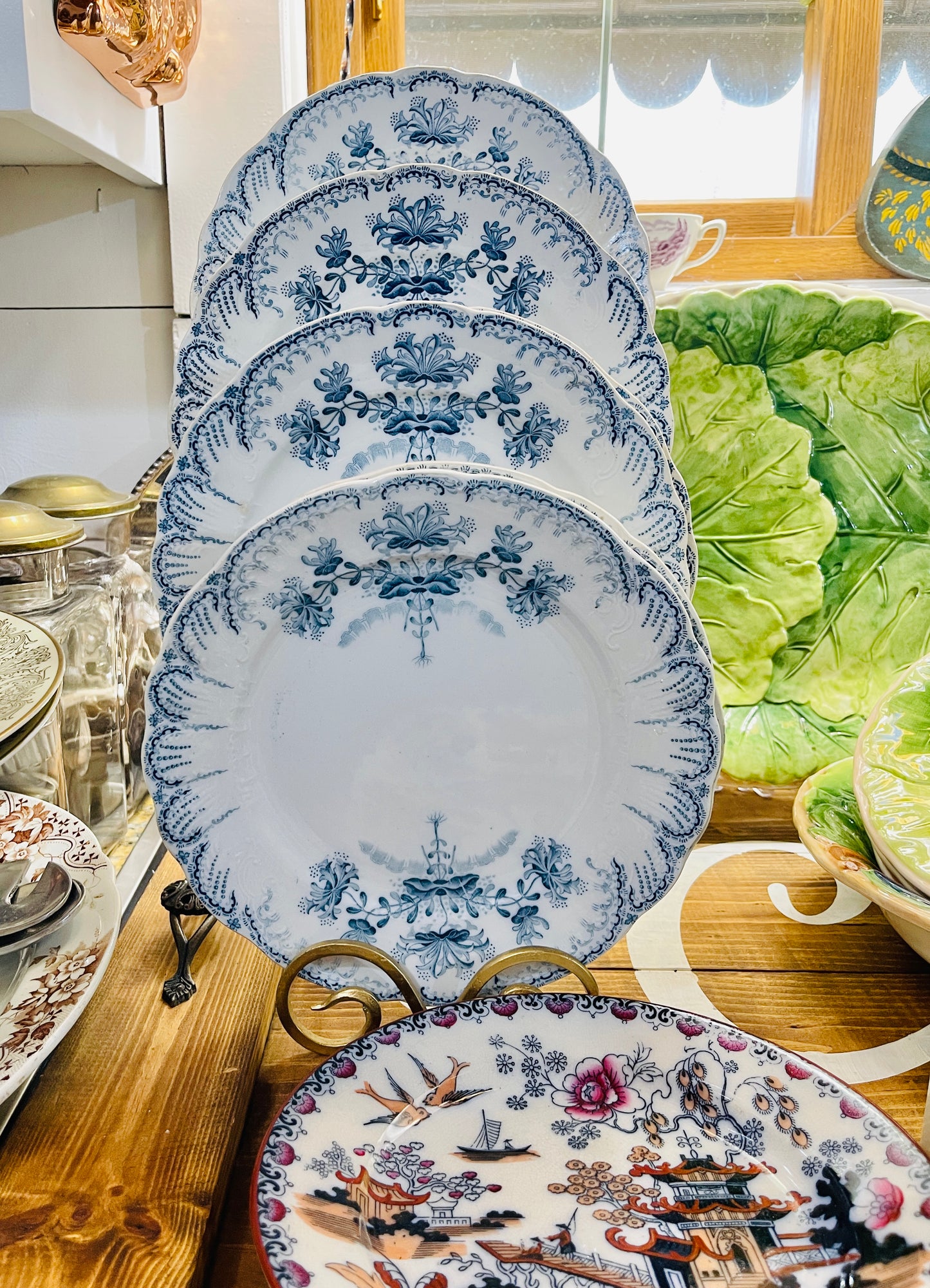 Antique French Blue & White Faience Dinner Plate – St. Amand et Hamage “Régence” c.1900