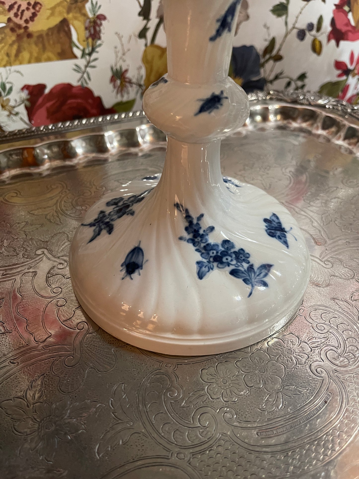 Antique Meissen Figural 3-Tier Blue & White Server with Lady Finial | Rare Porcelain Tiered Tray | 22” Tall