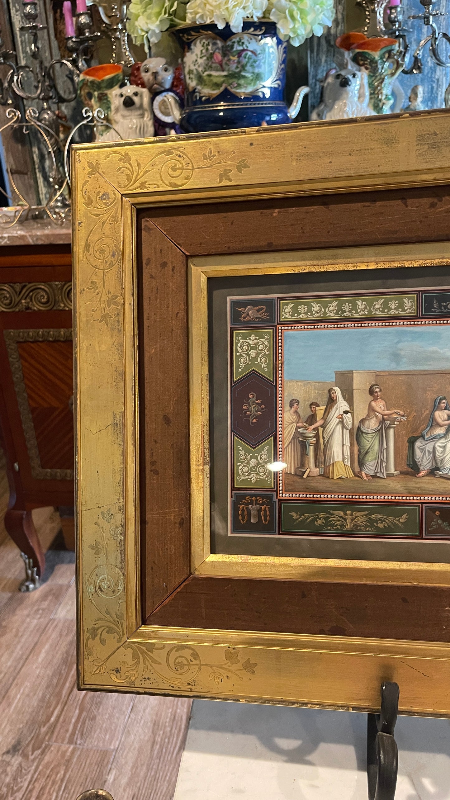 Pair of 19th Century French Neoclassical Classical Decorative Works in Original Paris Frames