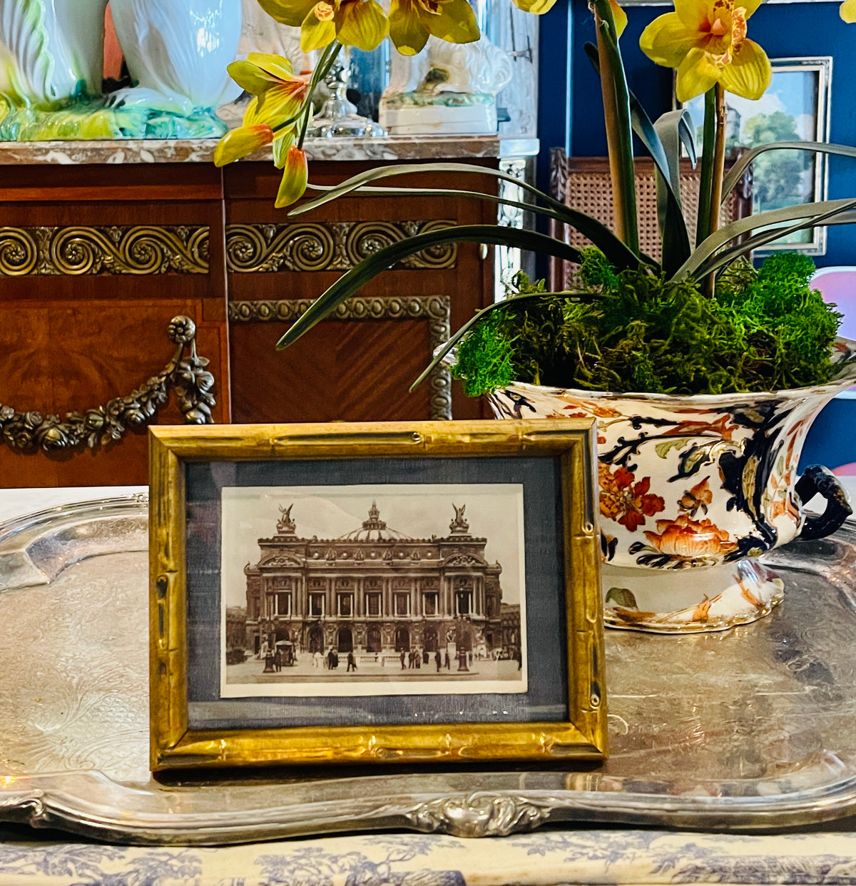L'Opéra - Thé Opera, Antique Paris Postcard, Framed
