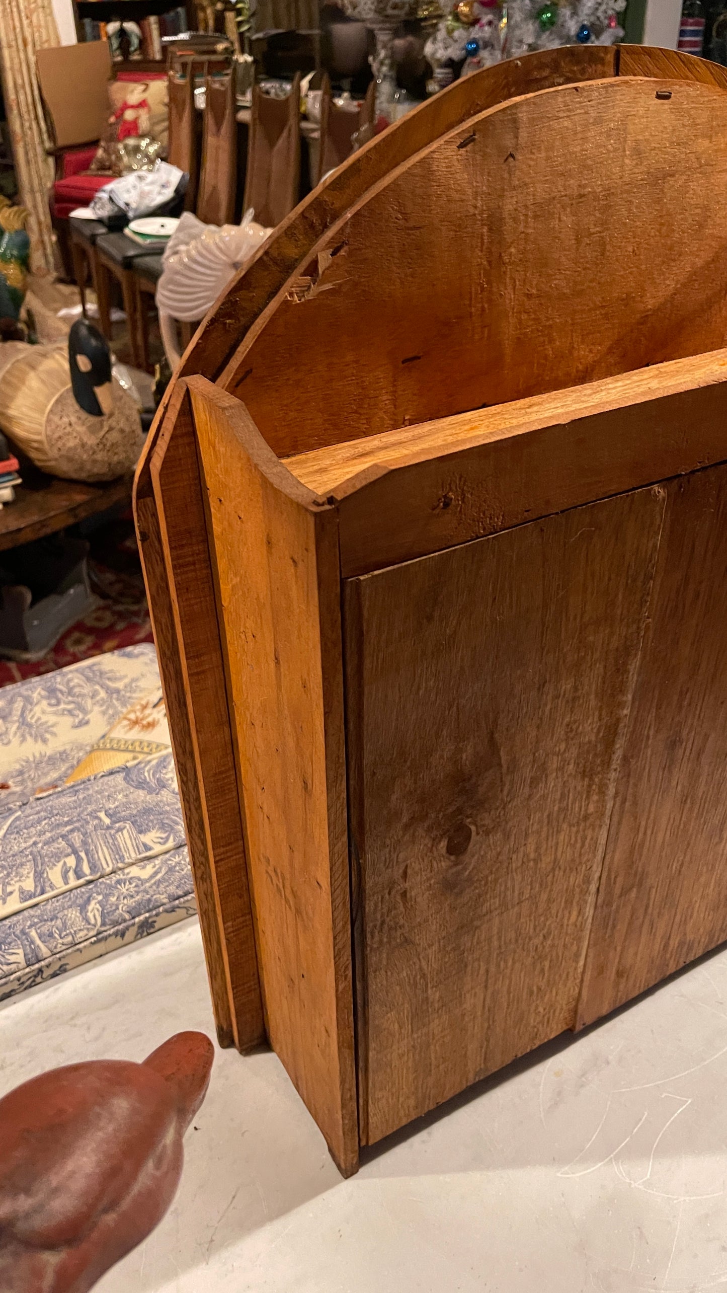 Early 20th-Century European Blue & White Ceramic Drawer Spice Cabinet | Blue Onion Style