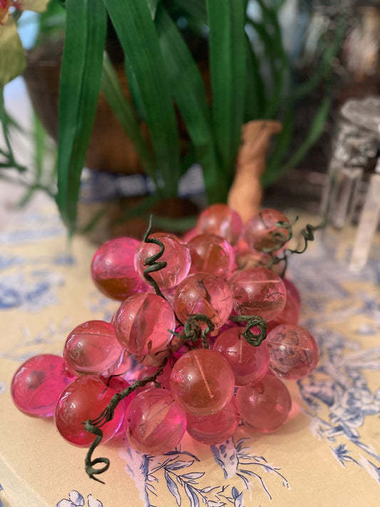 Pink Lucite Grapes, Vintage Decor