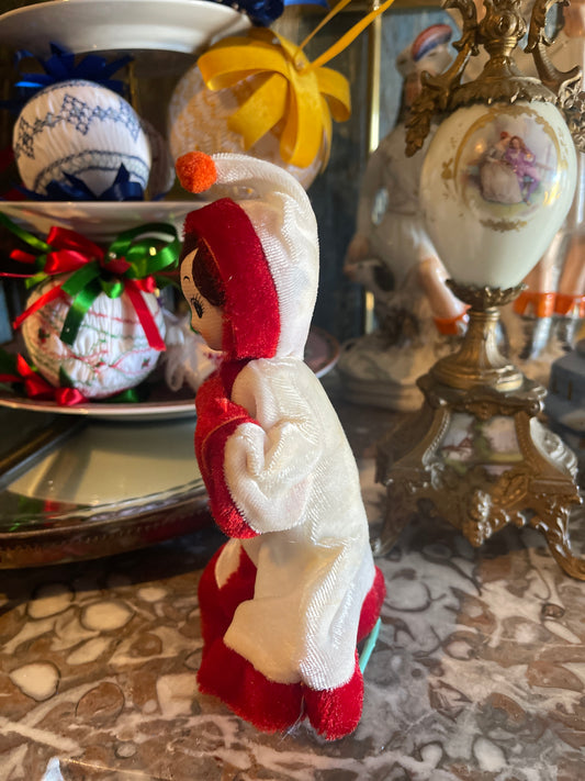 Vintage Dream Doll Christmas Shelf Decor, Red and Cream